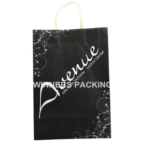 Small kraft paper bag with flat handle and logo