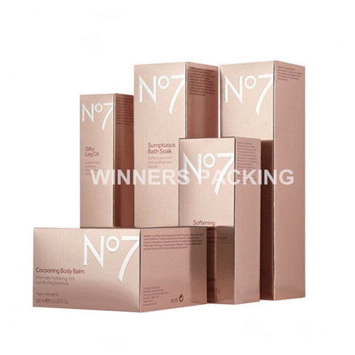 Front view of UV printed metallic cosmetic paper box
