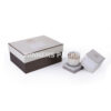 Front view of high-end candle paper box with tray insert