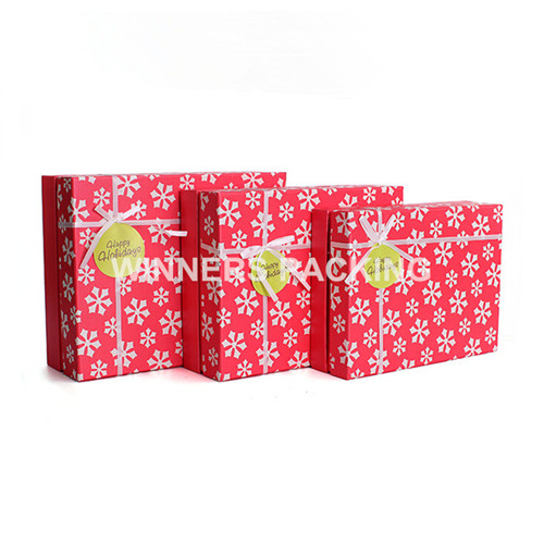 Front view of decorative fancy cardboard Christmas gift box
