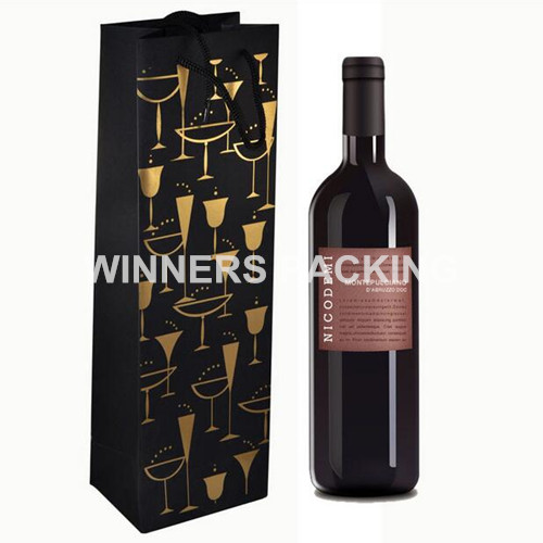 Customized colorful luxury paper wine bag with matt finish