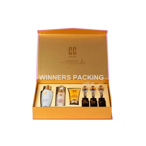 Front view of colored rigid cosmetic gift paper box