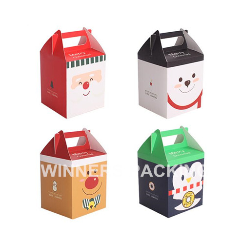 Front view of decorative paper Christmas present boxes from China