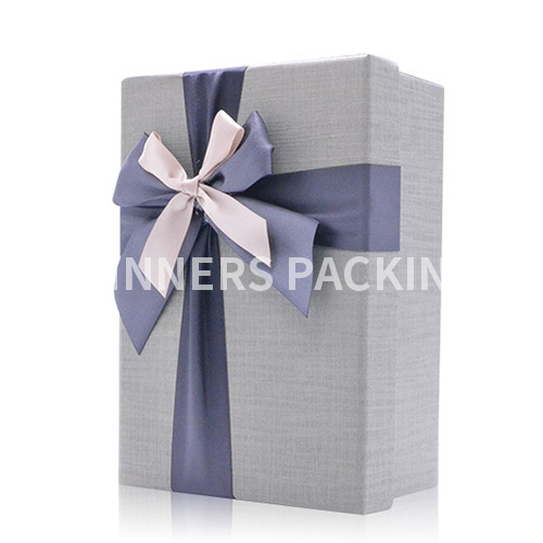 Luxury handmade custom paper gift box in white with ribbon