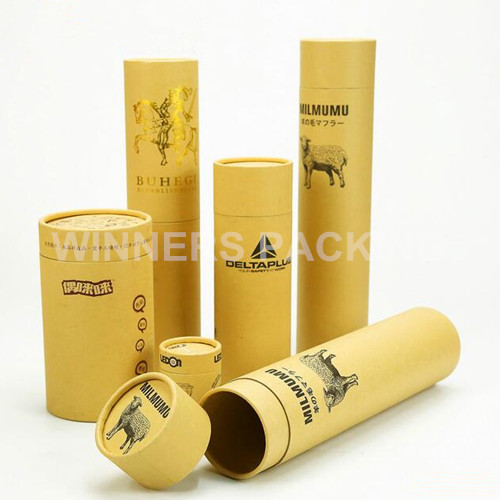 Front view of kraft cardboard round paper packaging tube
