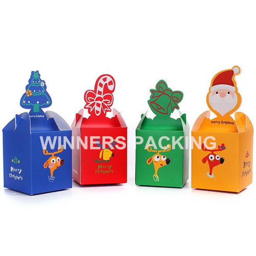 Front view of small decorative Christmas gift box with custom print