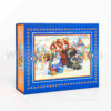 Side view of foldable blue cartoon gift box