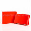 Close-up of red glossy laminated gift box finish
