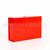 Side view of red glossy laminated foldable gift box