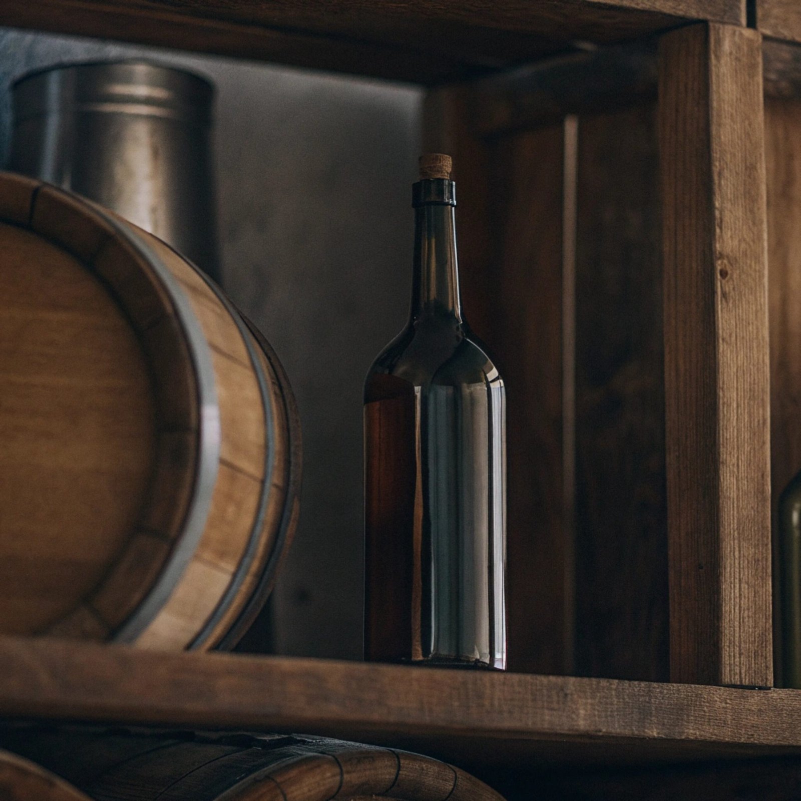 A wine bottle as an example of rigid packaging