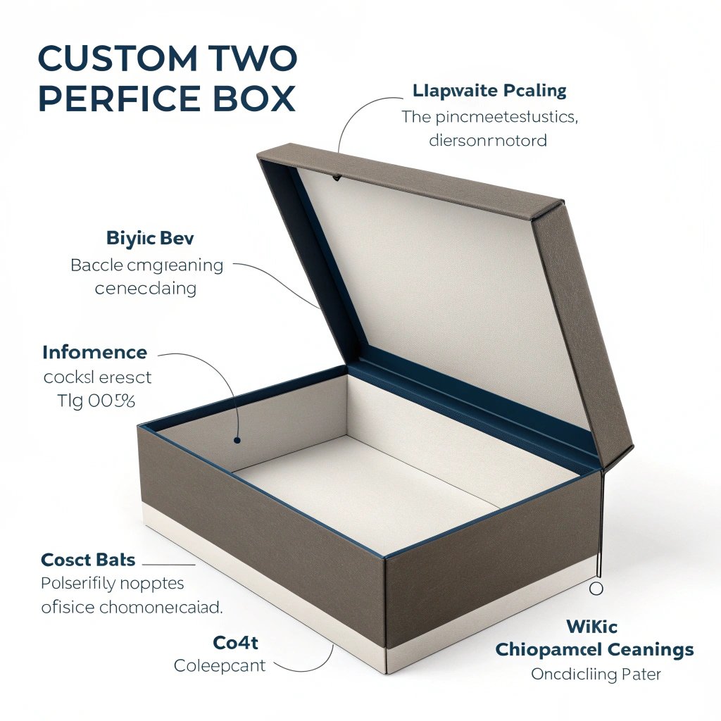 A close-up of a high-end, custom two-piece rigid box, showing the perfect fit between the lid and base.